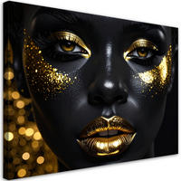 LEINWANDBILDER, Porträt einer Frau mit goldenem Make-up vor schwarzem Hintergrund - Schwarz, Textil (60/40cm) - Feeby