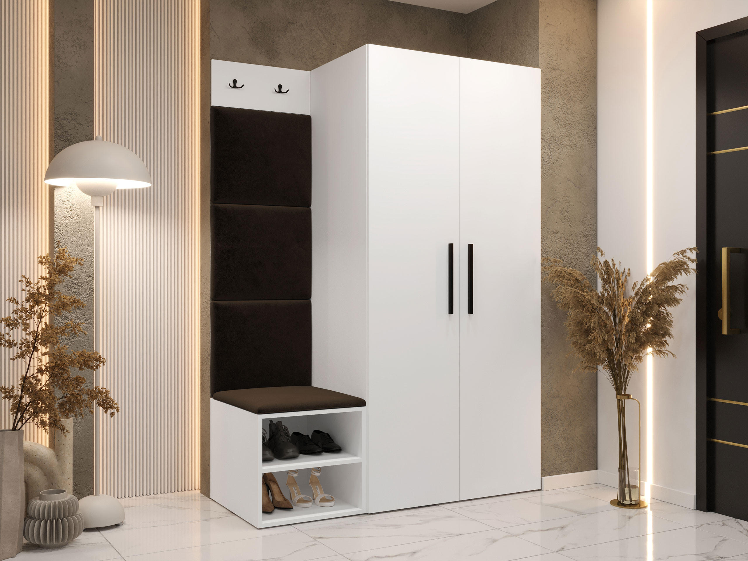 GARDEROBEN-SET Medi IV - Schwarz/Braun, Holzwerkstoff/Kunststoff (80/191/50cm) - MIRJAN24