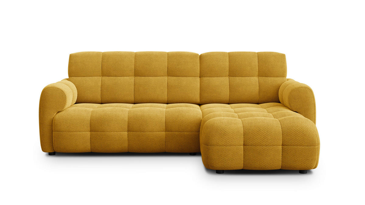 ECKSOFA MELLOW 3-Sitzer, safran - Gelb/Schwarz, Holz/Textil (232/156cm) - Courtois Laville