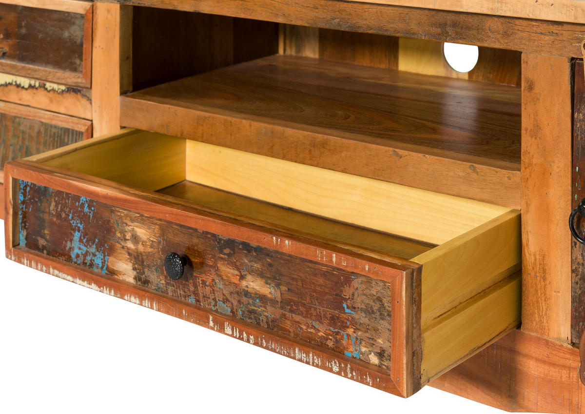 TV-BOARD Altholz 220x40x50 mehrfarbig lackiert NATURE OF SPIRIT #44 - Multicolor, Holz (40/50/220cm) - Massivmoebel24