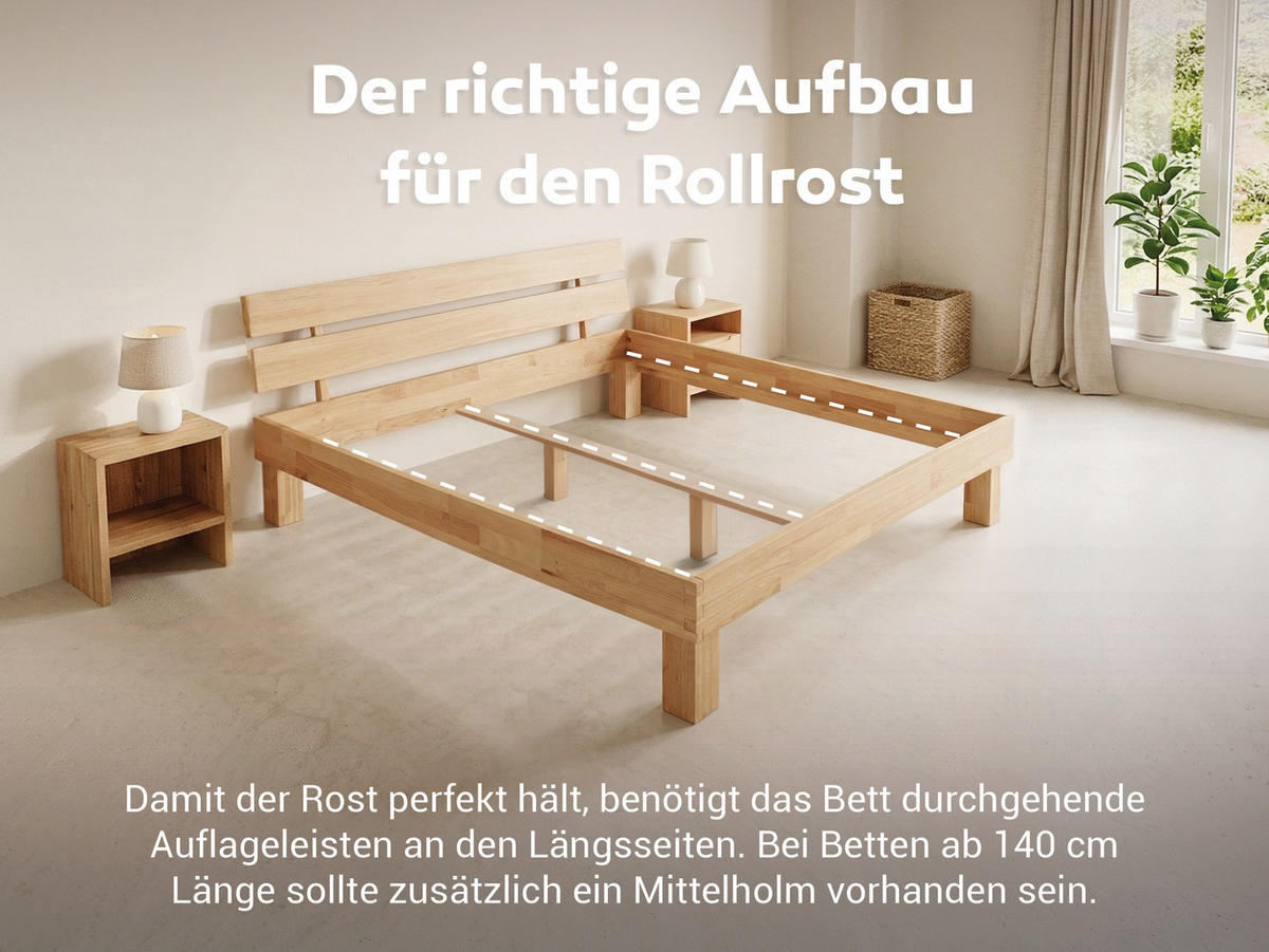 ROLLROST, Extra Stabil, Größe: 160x200 - Braun, Holz (160/200cm) - MaDeRa