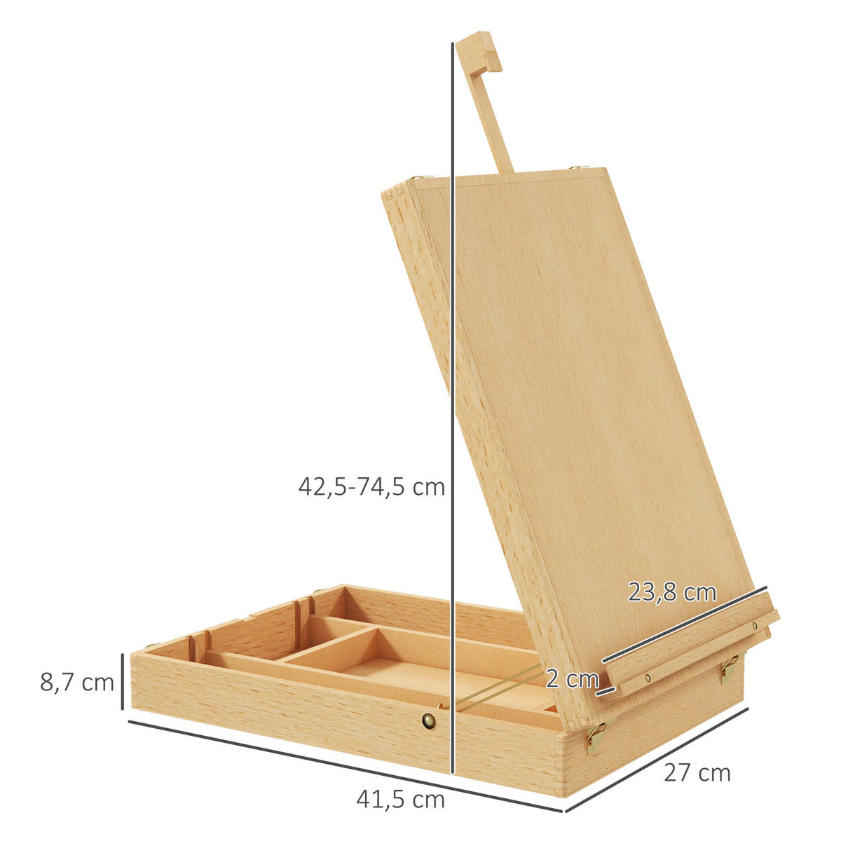 TISCHSTAFFELEI - Eiche Bianco, Holz (41.5/74.5/27cm) - HOMCOM