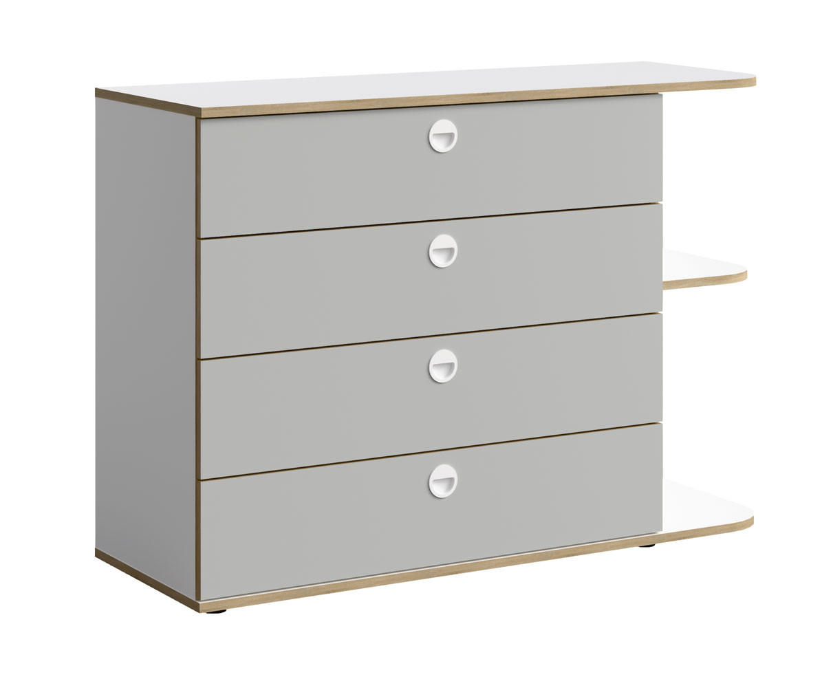 KOMMODE Pinio weiß, lichtgrau, Trüffeleiche 116 / 42 / 82cm - Weiß/Grau, Holz/Holzwerkstoff (116/82/42cm) - Feldmann-Wohnen