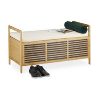 SITZHOCKER - Hellbraun, Holz/Holzwerkstoff (93.5/50/48cm) - Relaxdays
