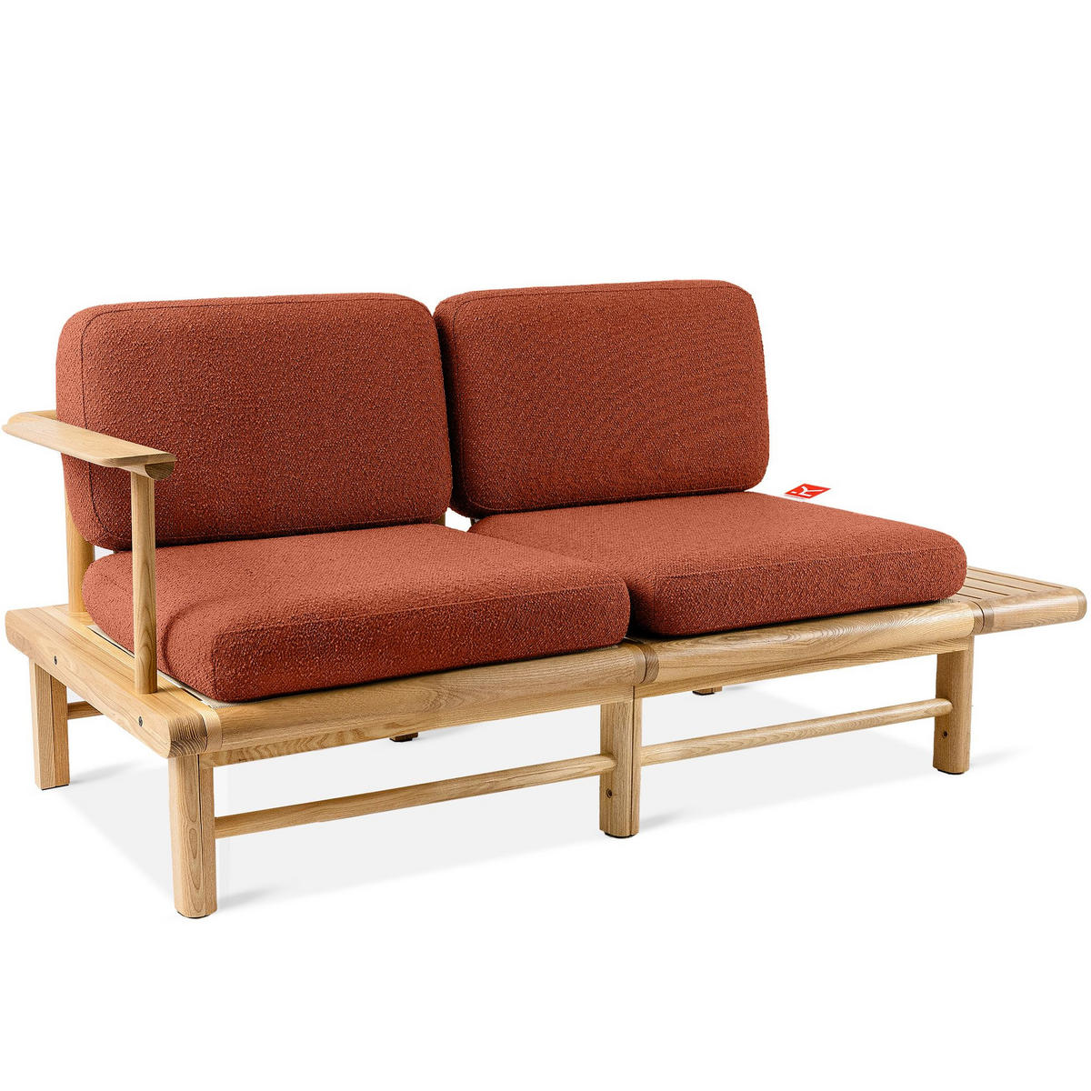 GARTENSOFA ATREDA 2-Sitzer, mit Ablage - Orange, Holz/Textil (175/74/80cm) - KONSIMO®