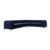 ECKSOFA Chesterfield Lexi Marineblau Samt, langer Schenkel links - Goldfarben/Dunkelblau, Holz/Textil (323/264cm) - S-Style Möbel