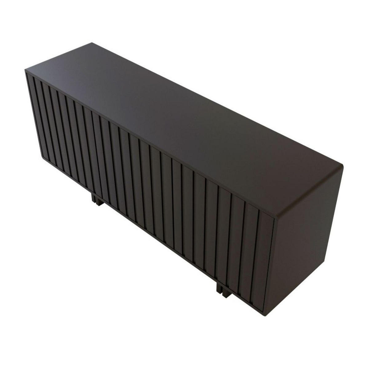 SIDEBOARD Vigge, Schwarz, Push-To-Open System , Lamellen Effekt - Schwarz, Holzwerkstoff/Buchenholz (149/73/40cm) - Skandica