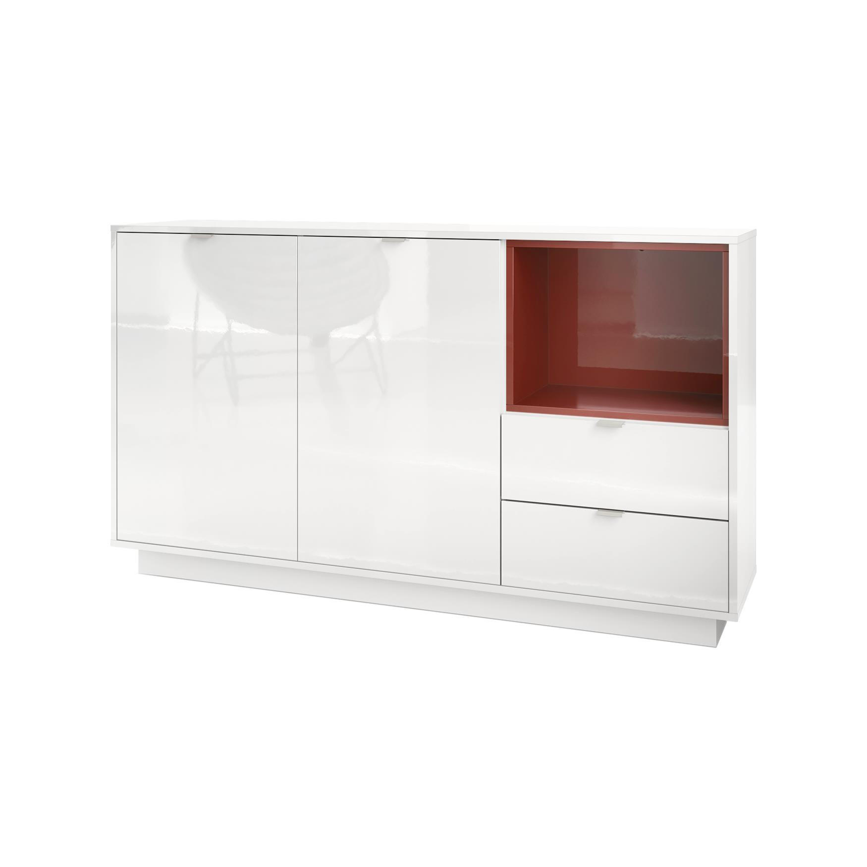 SIDEBOARD Metro Einsatz in Bordeaux Hochglanz - Bordeaux, Holzwerkstoff (153/88/38cm) - Vladon