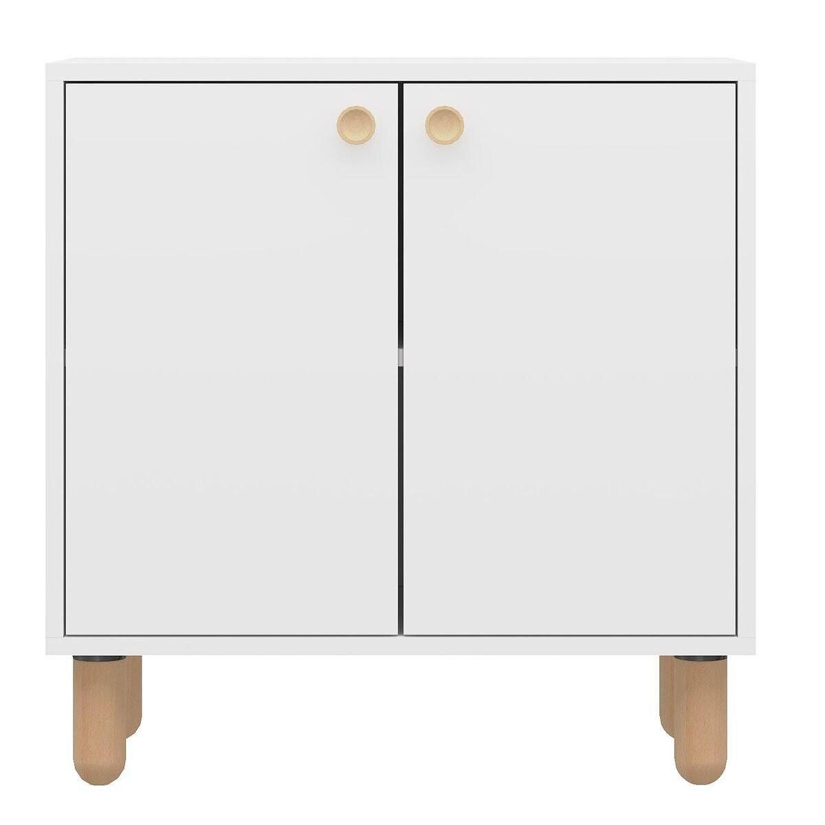 SIDEBOARD mit 2 Türen und Füßen aus massivem Buchenholz 36/72/73 cm - Weiß, Holzwerkstoff (36/73/72cm) - Calicosy