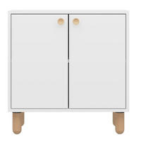 SIDEBOARD mit 2 Türen und Füßen aus massivem Buchenholz 36/72/73 cm - Weiß, Holzwerkstoff (36/73/72cm) - Calicosy