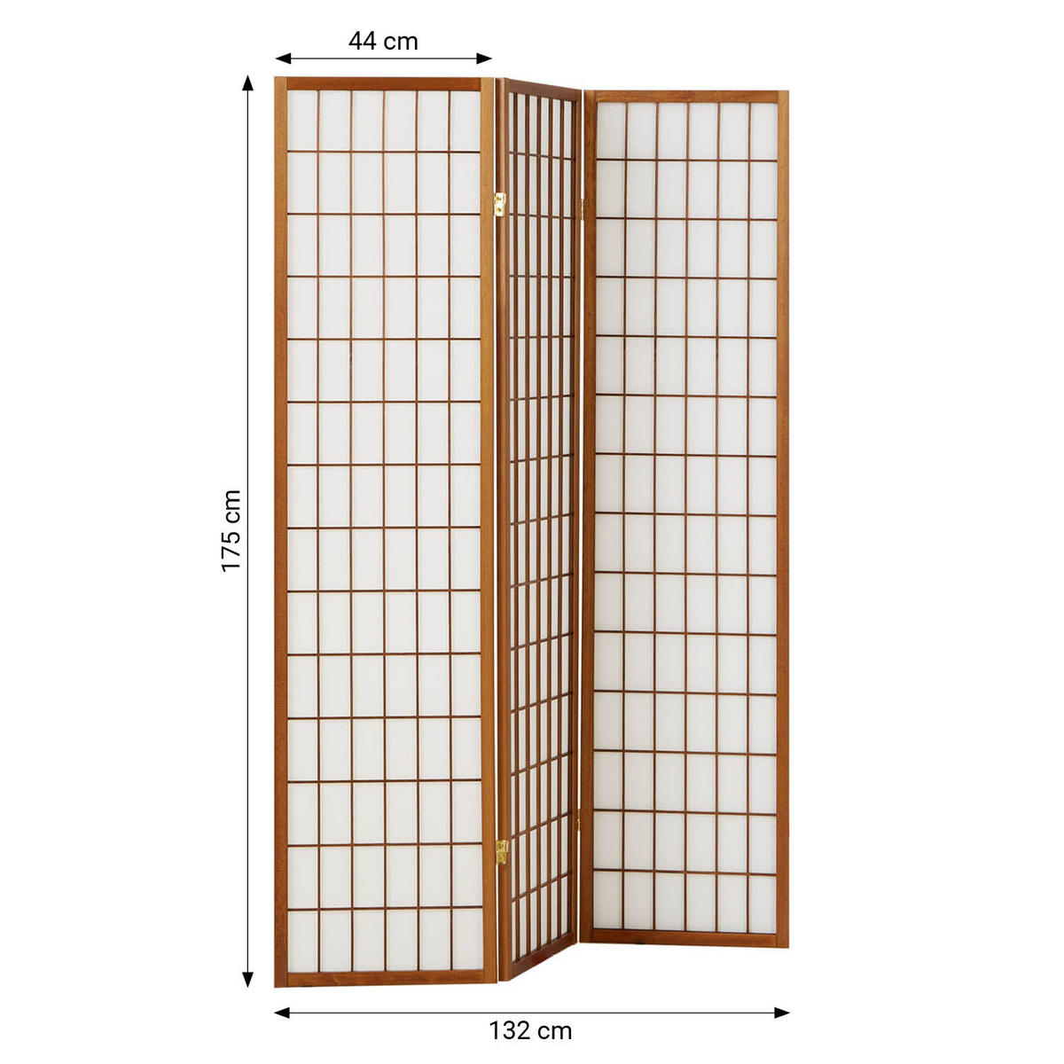 PARAVENT 3-tlg. 132/175 cm Braun Shoji - Braun, Holz (132/175/175cm) - Homestyle4u