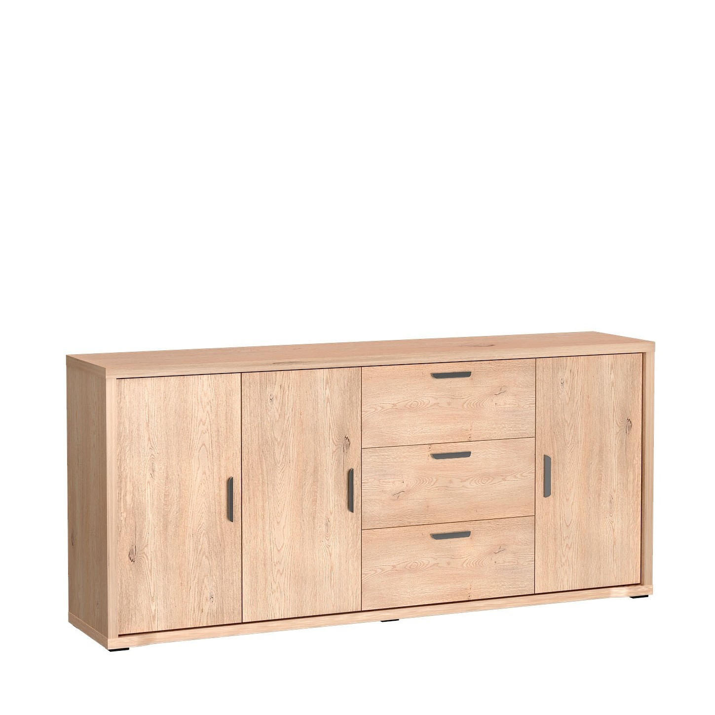 KOMMODE BRESSO 190/86/40,5cm mit 3 Schubladen 3 Türen Eichefarben - Eichefarben, Holzwerkstoff (190/86/40.5cm) - MASSENO