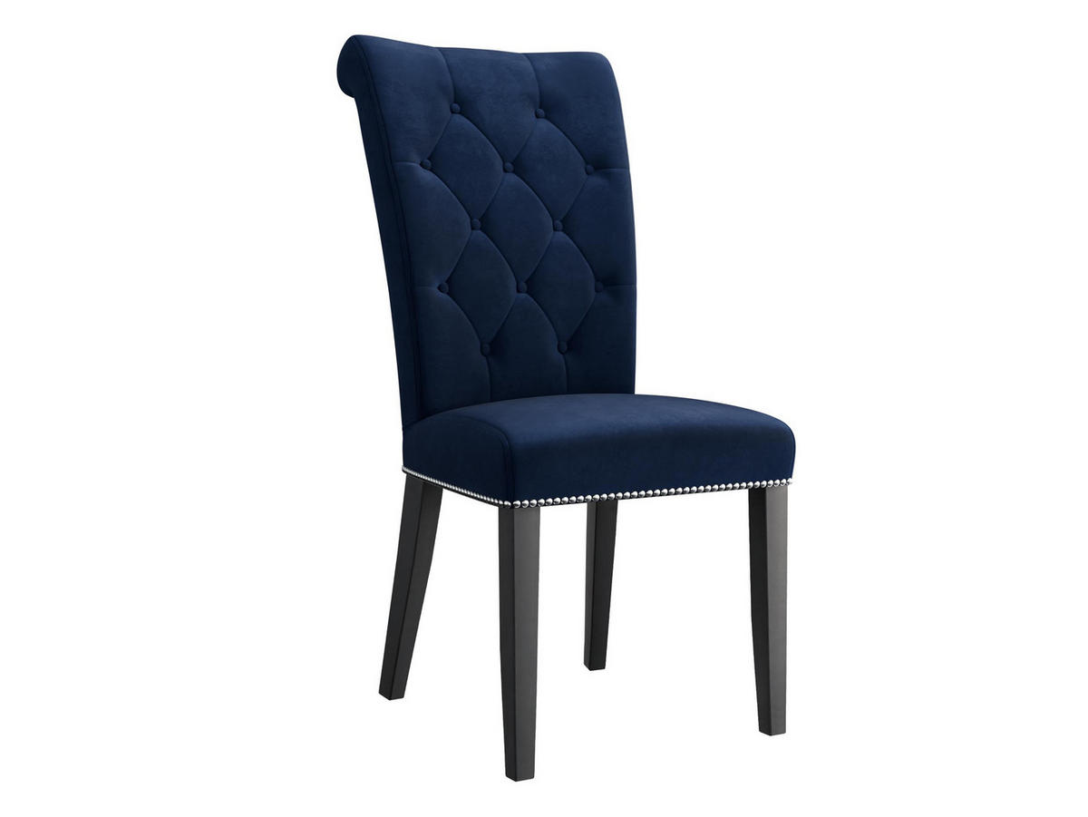 POLSTERSTUHL Christina, Holzfarbe: Schwarz - Blau/Schwarz, Holz/Textil (47/103/68cm) - MIRJAN24
