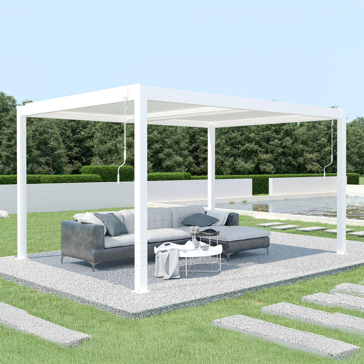 PERGOLA BIOKLIMATISCHE SELBSTTRAGENDE Santa Weiß 3m x 3m - Weiß, Metall (305/220/305cm) - Cazeboo