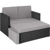 RATTANLOUNGE Korfu,Hocker mit klappbarer Stütze,schwarz/grau - Schwarz/Grau, Kunststoff - tectake