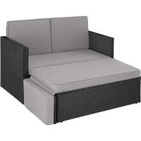 RATTANLOUNGE Korfu,Hocker mit klappbarer Stütze,schwarz/grau - Schwarz/Grau, Kunststoff - tectake
