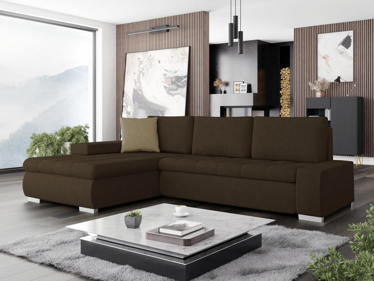 ECKSOFA Orkan Mini - Braun, Holz/Textil (265/185cm) - MIRJAN24
