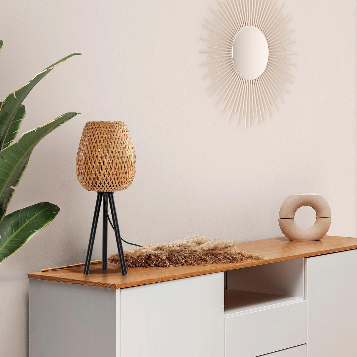 TISCHLEUCHTE 44/44/44 Tara - Beige, Naturmaterialien (44/44/44cm) - VS Venta-stock