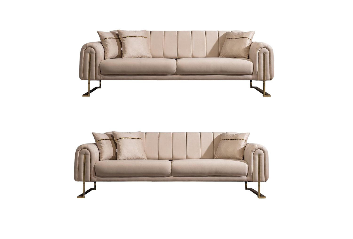 SITZGARNITUR Wave Beige Stellvariante:2+2 - Beige, Holz (187/78/94cm) - Villa Möbel
