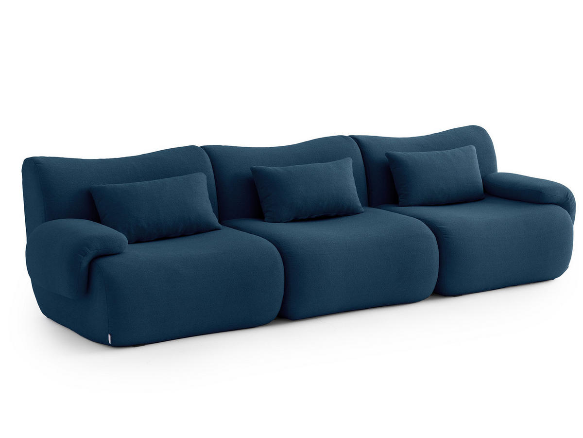 3-SITZER-SOFA Bouclé-Stoff Tiefblau - Blau, Textil (281/73/95cm) - MILYsofa