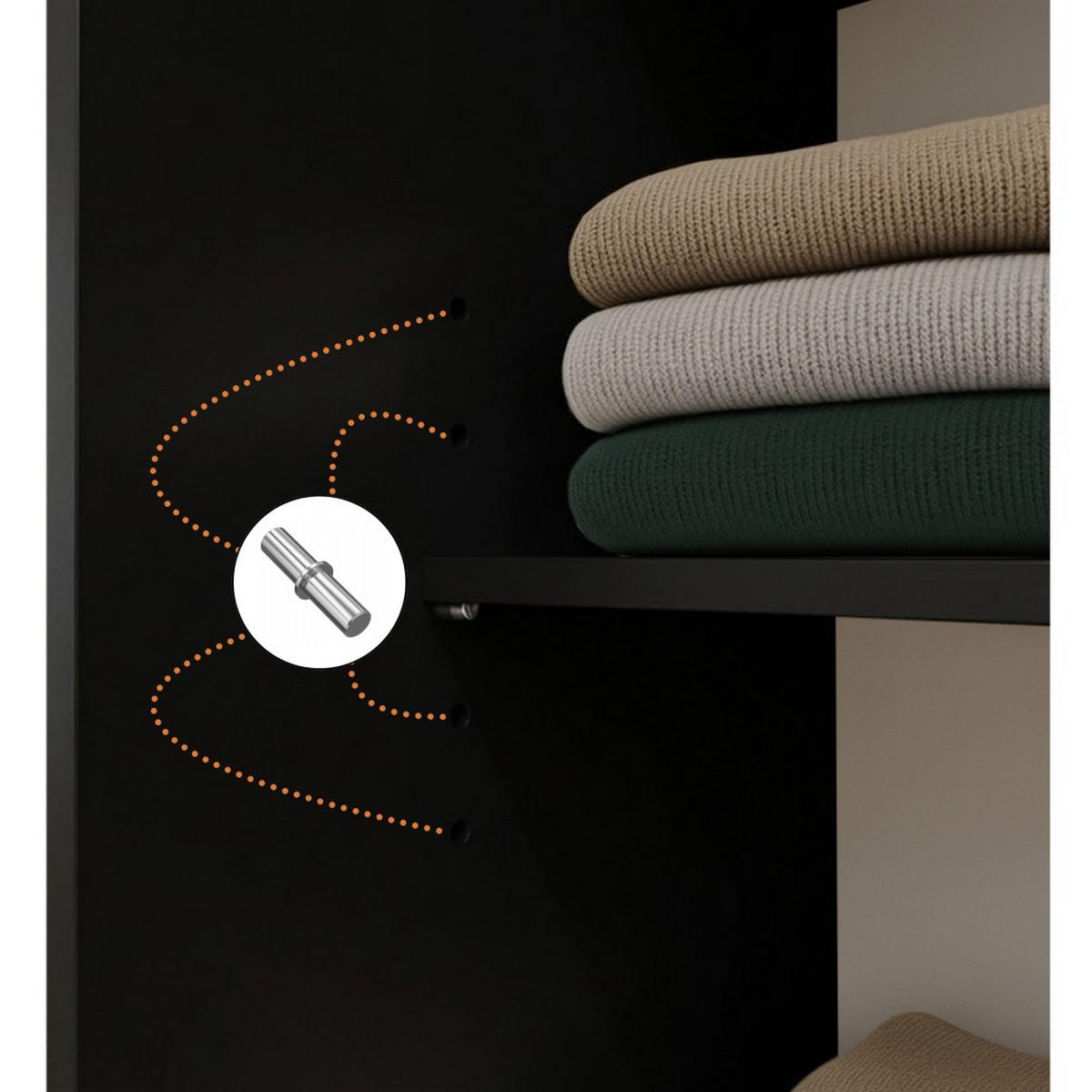 SCHWEBETÜRENSCHRANK Marika Lux, 3-Türig, mit Schubladen, Schwarz+Gold, 240 cm - Goldfarben/Schwarz, Holzwerkstoff (240/216/61cm) - Beautysofa