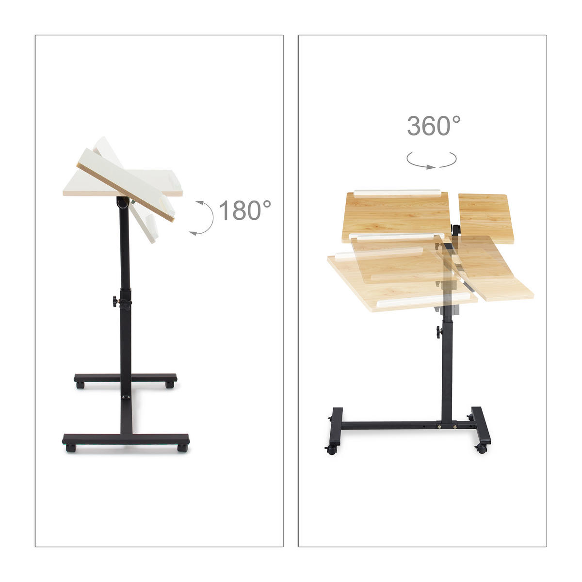 LAPTOPTISCH Gelb höhenverstellbar 60x40 cm - Multicolor, Holzwerkstoff/Metall (40/60/95cm) - Relaxdays