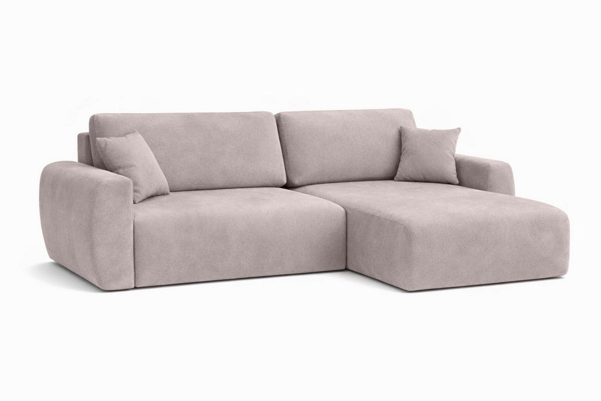 ECKSOFA Mit Schlaffunktion Ariel L, Velours, Stoff Salvador, Grau, Rechts - Grau, Holz (250/142cm) - Kaiser Möbel