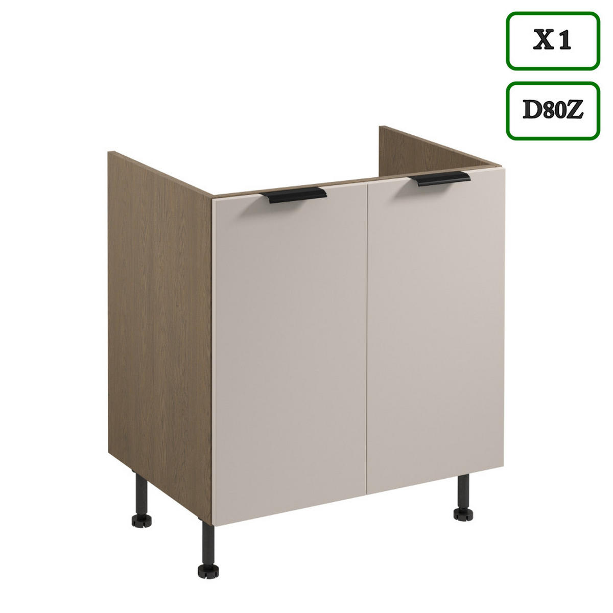 KÜCHENZEILE 400 cm –Sorento K73-M400 - in Beige / Matt - Beige/Schwarz, Holz/Holzwerkstoff (400/247/58cm)