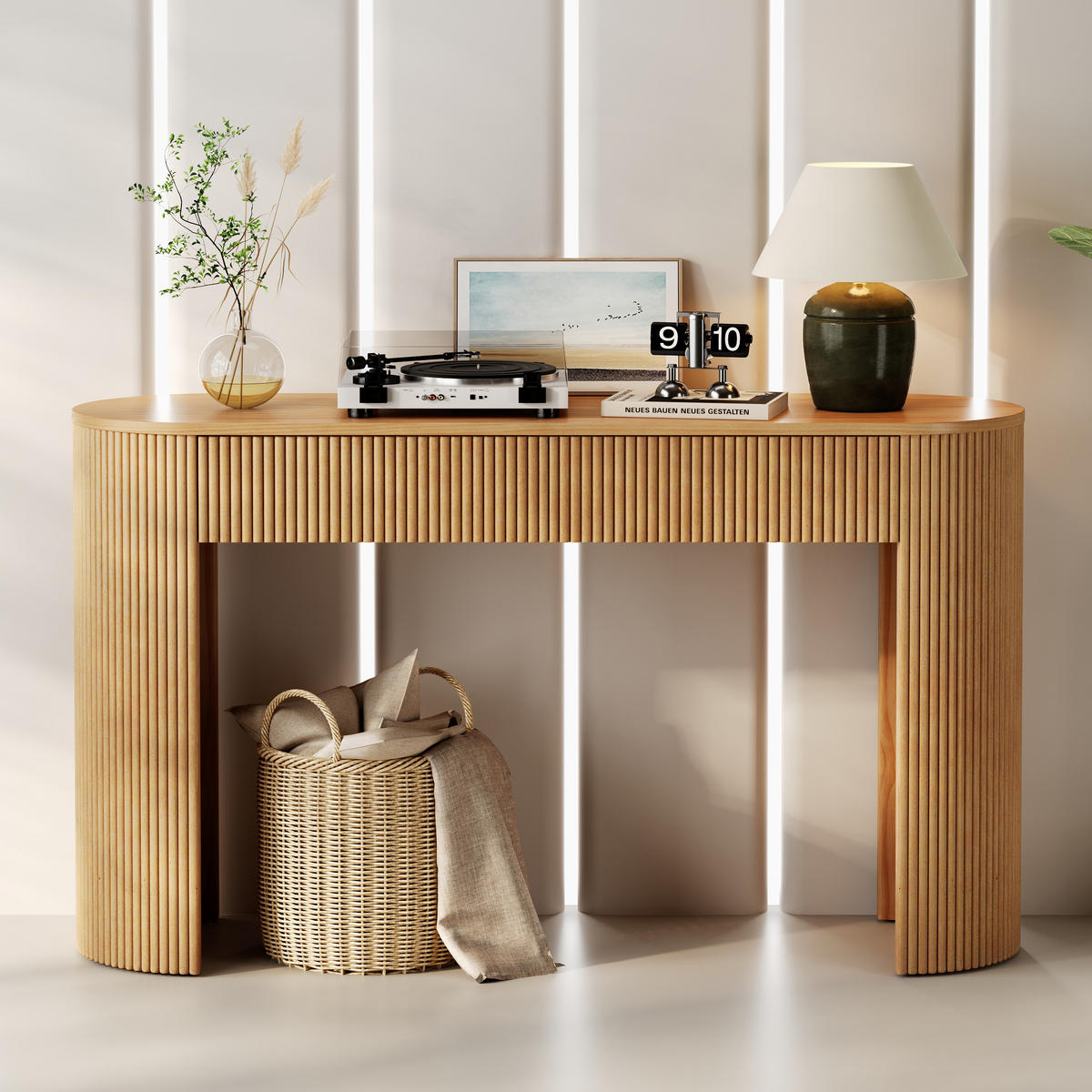 KONSOLENTISCH 120/33/76 cm natur aus MDF mit 2 Schubladen - Naturfarben, Holzwerkstoff (120/33/76cm) - OKWISH