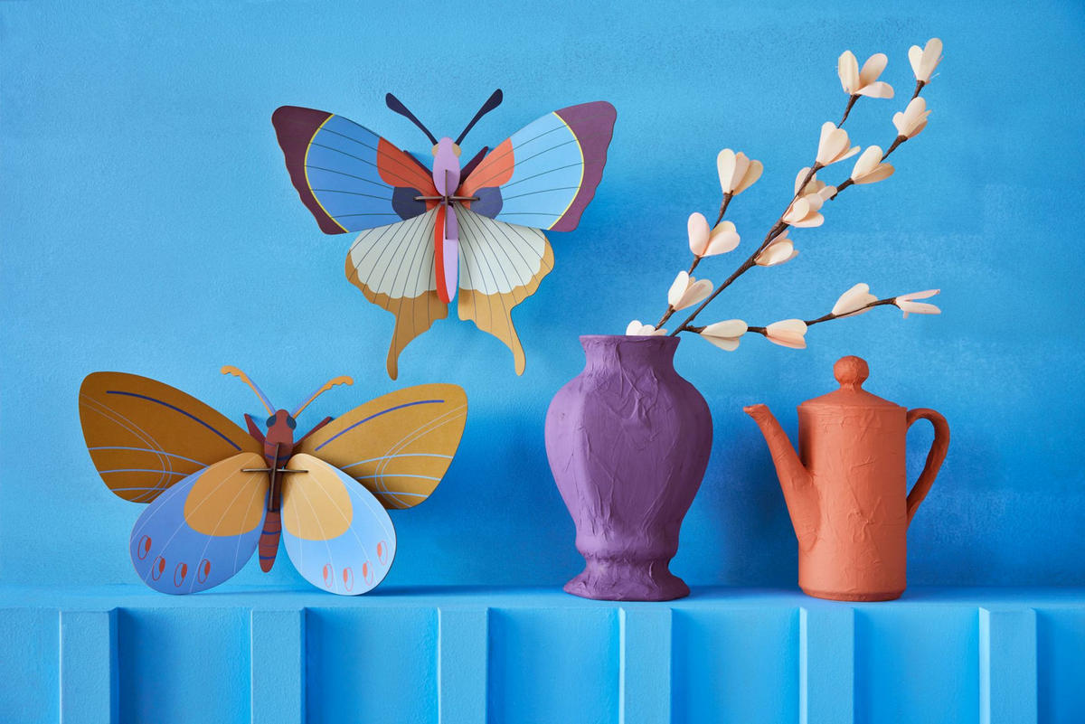 WANDDEKO Azur-Monarch 10/20.5 cm - Multicolor, Wellpappe (10/20.5/34cm) - KUNSTLOFT