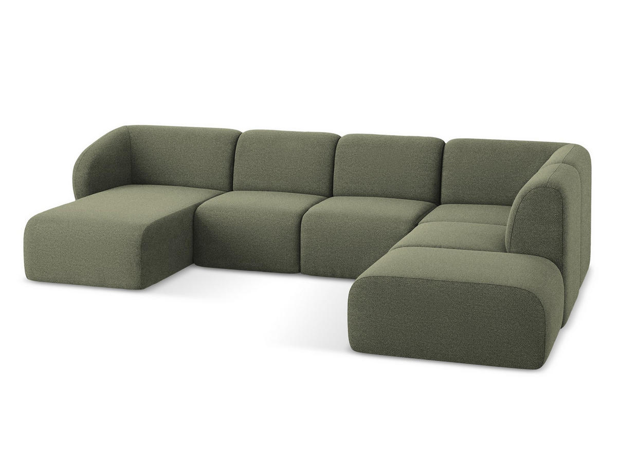 WOHNLANDSCHAFT Samt Stoff Grau - Silberfarben/Schwarz, Holzwerkstoff/Kunststoff (325/75/236cm) - Makamii