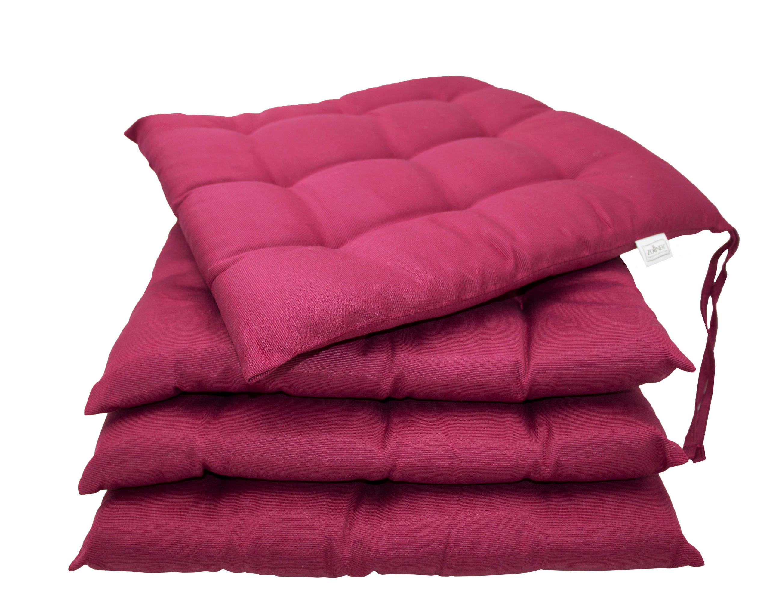 STUHLKISSEN, 4er-Set, 40x40 cm, 100% Polyester, Rot - Pink, Textil (40/40/3cm) - Zollner