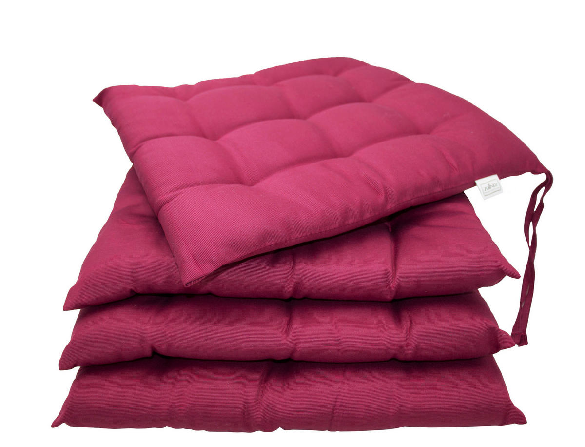 STUHLKISSEN, 4er-Set, 40x40 cm, 100% Polyester, Rot - Pink, Textil (40/40/3cm) - Zollner