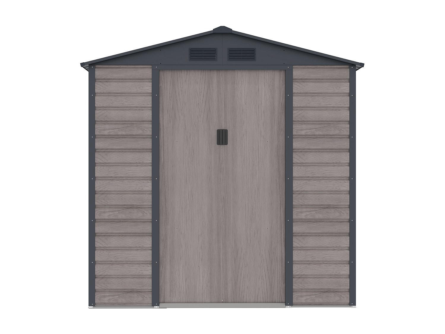 SCHREBERGARTENHAUS - 203 cm x 117 cm - metall - anthrazitgrau, naturfarben dunkel Adelmo - Grau, Metall (203/213/117cm) - Vente-Unique