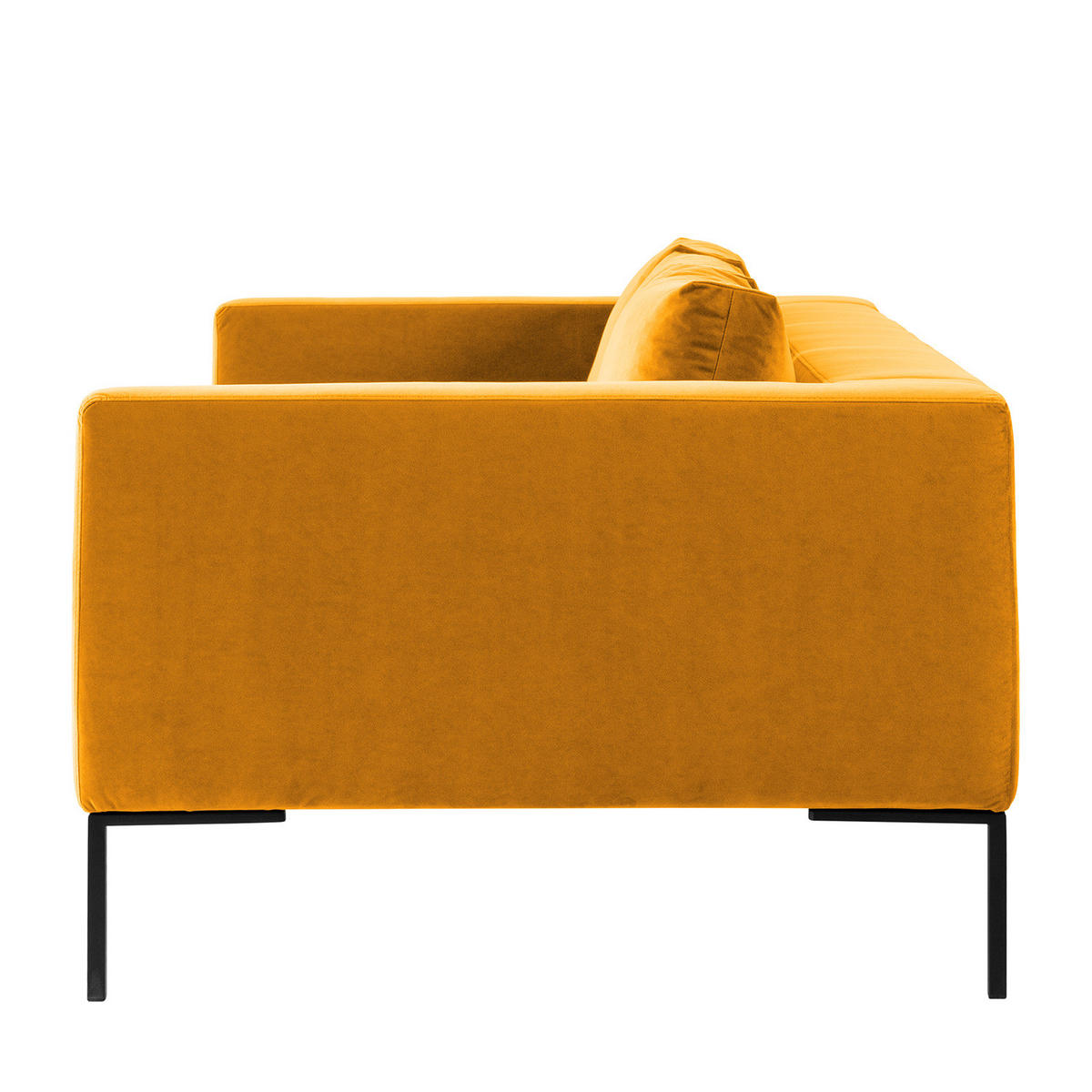 3-SITZER SOFA - Samt - Gelb, Textil/Metall (238/81/195cm) - home24