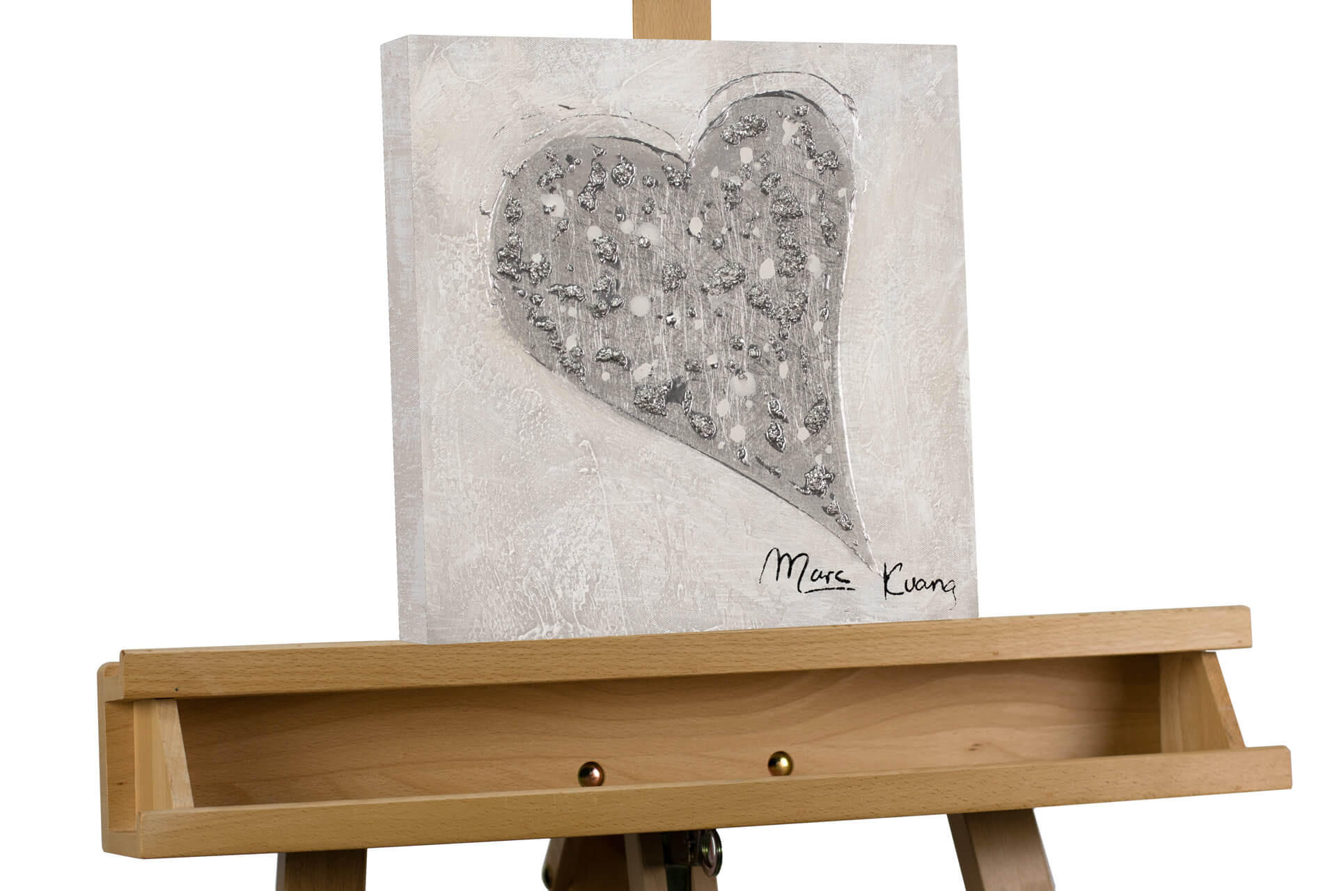 ACRYLBILD HANDGEMALT 30/30 cm - Silberfarben, Holz/Textil (30/30cm) - KUNSTLOFT