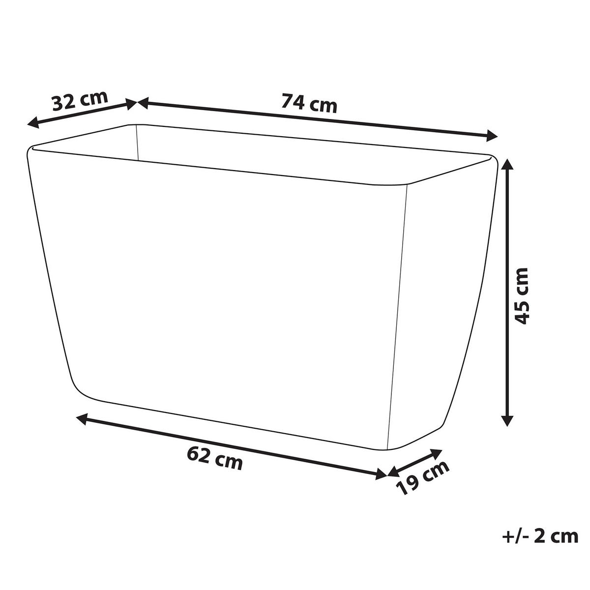 BLUMENTOPF hellgrau rechteckig 74/32/45 cm Baris - Hellgrau, Stein (45cm) - Beliani