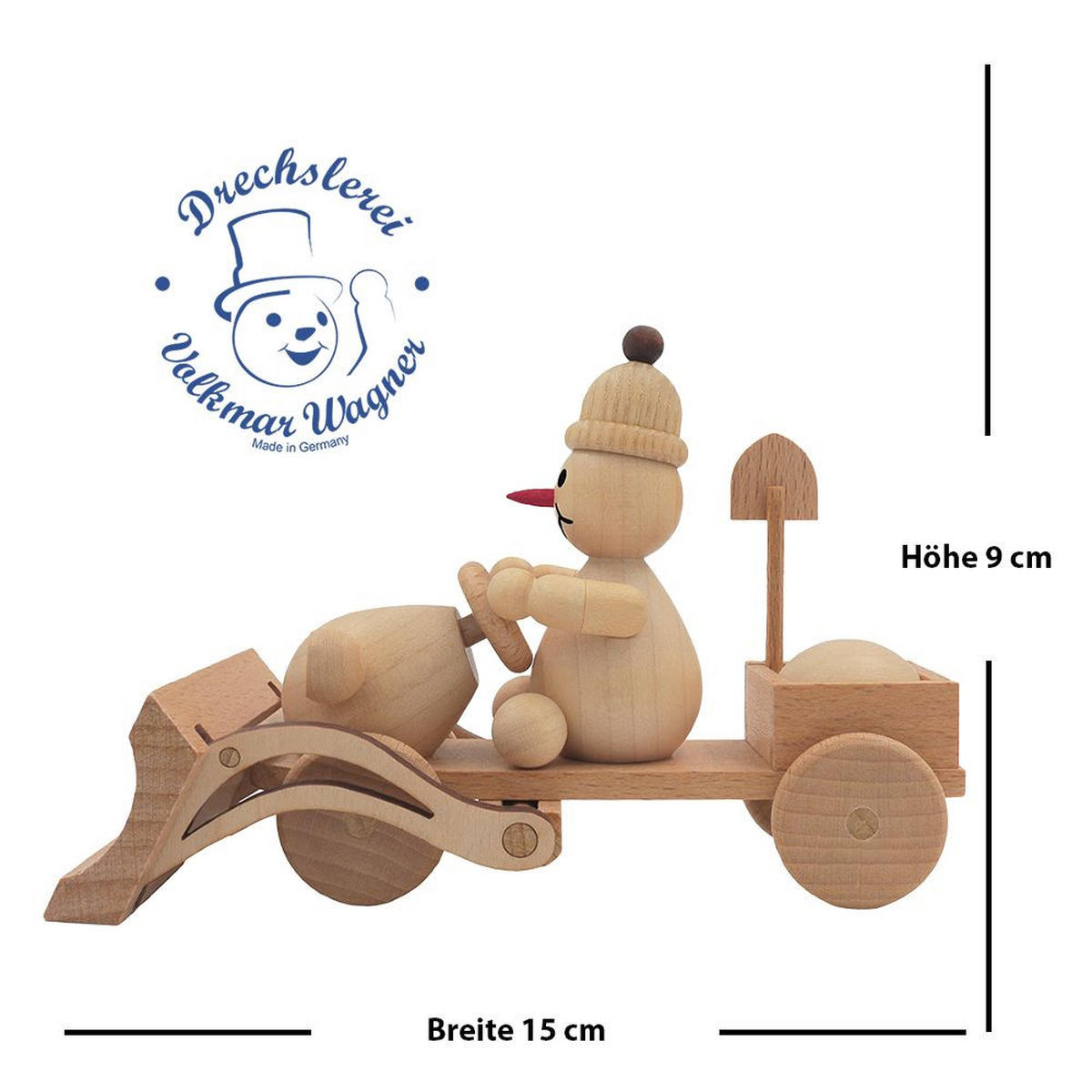 HOLZFIGUR Schneemann Junior mit Schneepflug 9 cm - Multicolor, Holz (15/1/0.1cm)