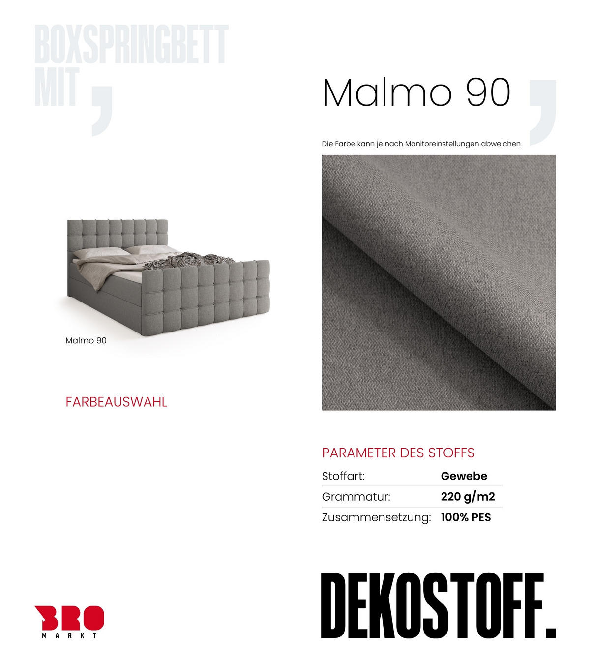 BOXBETT Detroit Duo mit Topper 160/200 Grau - Grau, Textil (160/200cm) - Bromarkt