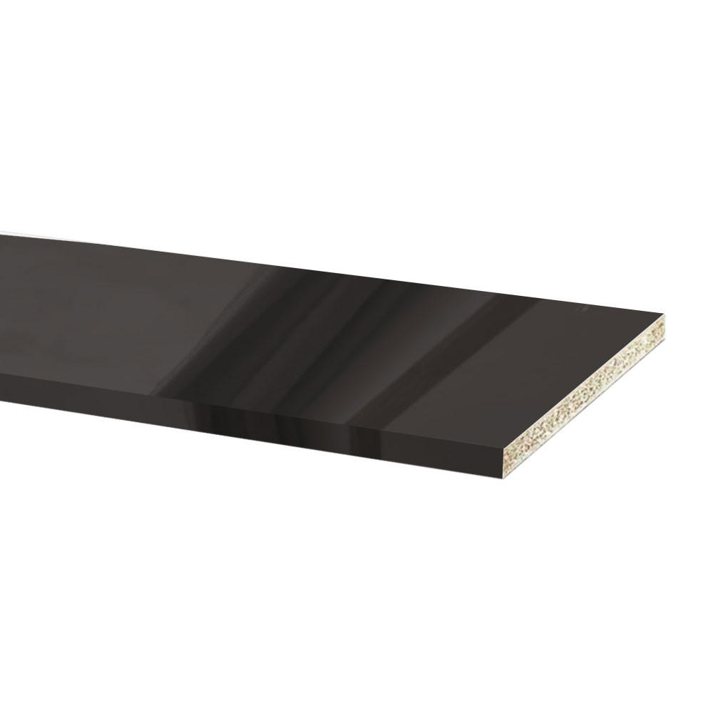 SOCKELLEISTE Graphit Hochglanz 200 / 1,8 / 10cm - Frontdekor - Graphitfarben, Holzwerkstoff (1.8/200/10cm) - Feldmann-Wohnen