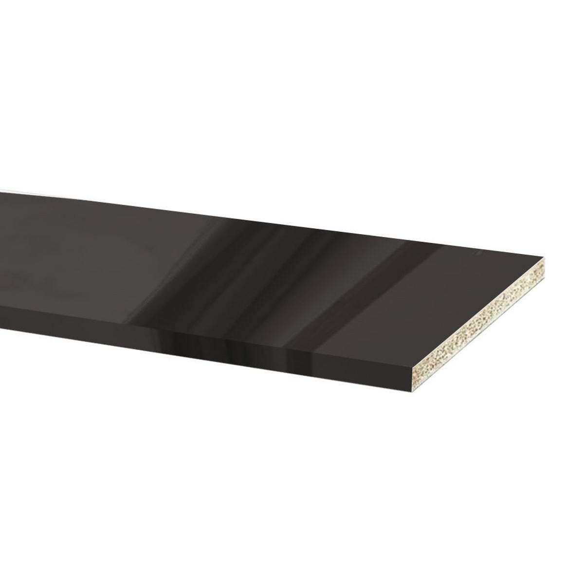 SOCKELLEISTE Graphit Hochglanz 200 / 1,8 / 10cm - Frontdekor - Graphitfarben, Holzwerkstoff (1.8/200/10cm) - Feldmann-Wohnen