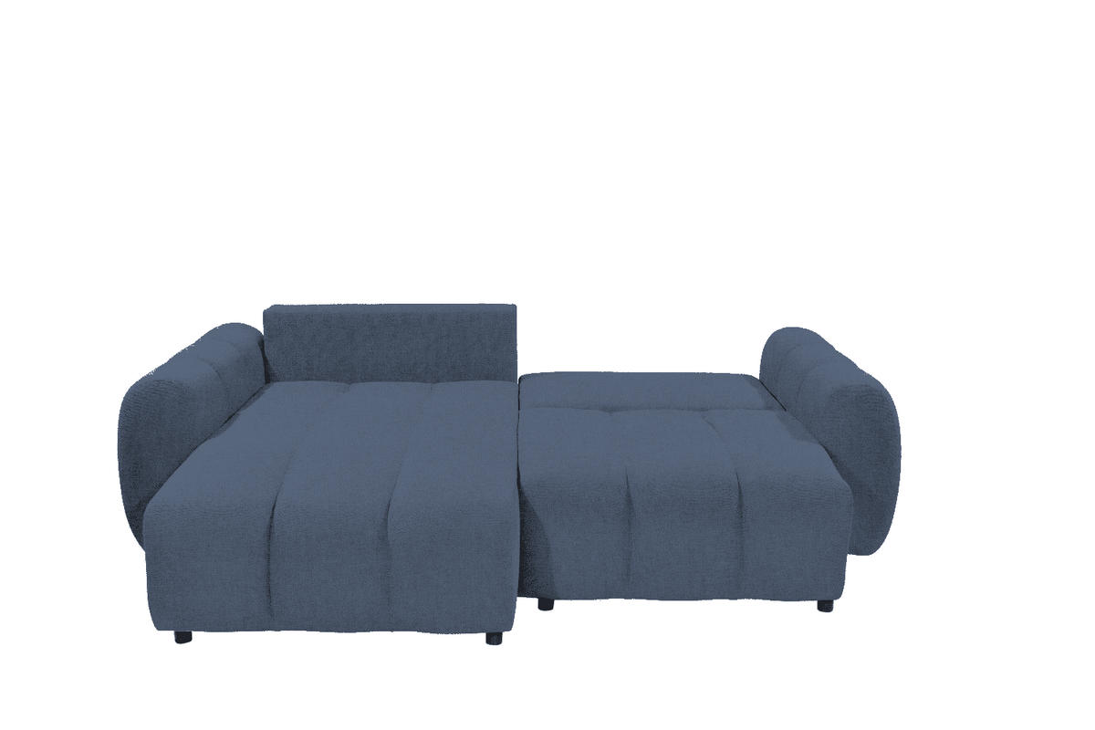 ECKSCHLAFSOFA mit Schlaffunktion und Bettkasten, beidseitig montierbar - Blau/Schwarz, Holz/Kunststoff (260/192cm) - ed exciting design