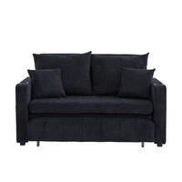SCHLAFSOFA 139/73/83 cm Schwarz mit Aufbewahrungstaschen, USB-Ladefunktion und Getränkehalter - Schwarz, Textil (139/83/73cm) - Oxeza