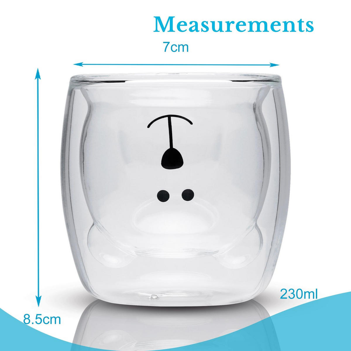 KAFFEEGLAS Bären Design 230 ml (4er-Set) - Transparent, Glas - Intirilife