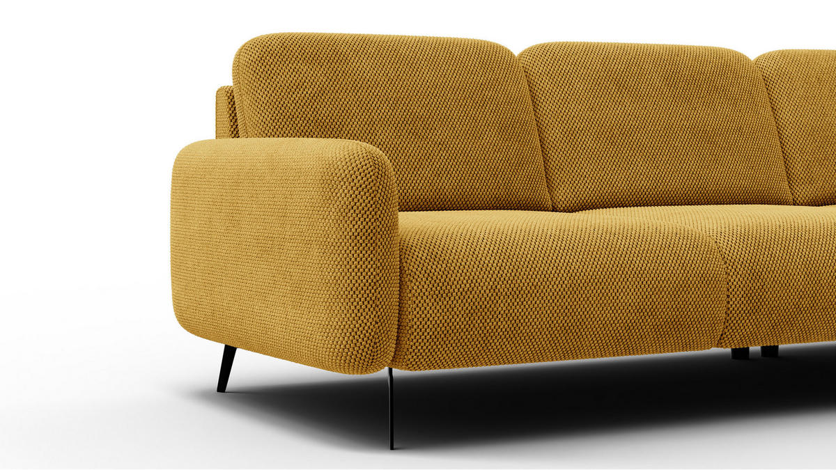 ECKSOFA FEBE 5-Sitzer rechts, dunkelgelb - Gelb/Schwarz, Holz/Textil (271/190cm) - Courtois Laville