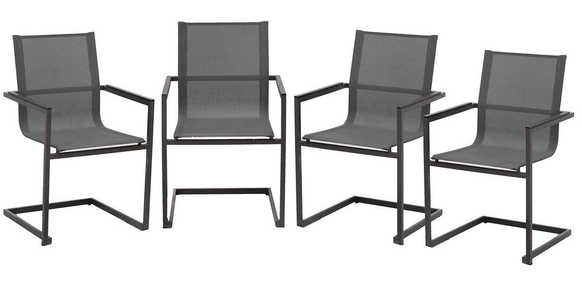 GARTENSTUHL 4er Set Dennis Freischwinger - Anthrazit, Kunststoff (56/90/50cm) - DELUKE