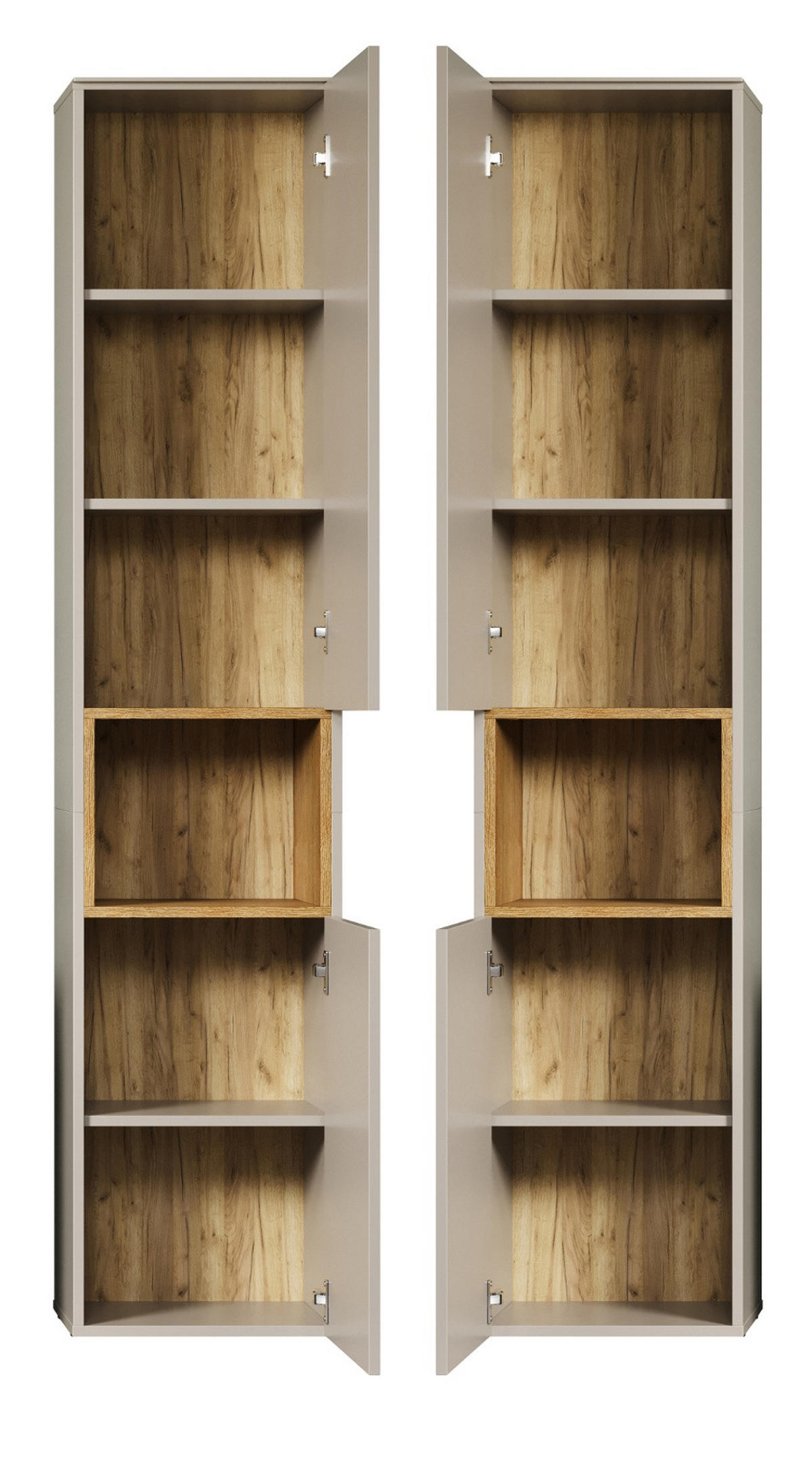 HOCHSCHRANK Sand, Evoke Eiche 40 x 186 cm, Badschrank mit Soft-Close - Sandfarben/Kaschmir, Holzwerkstoff/Metall (40/186/31cm) - Top.Furn