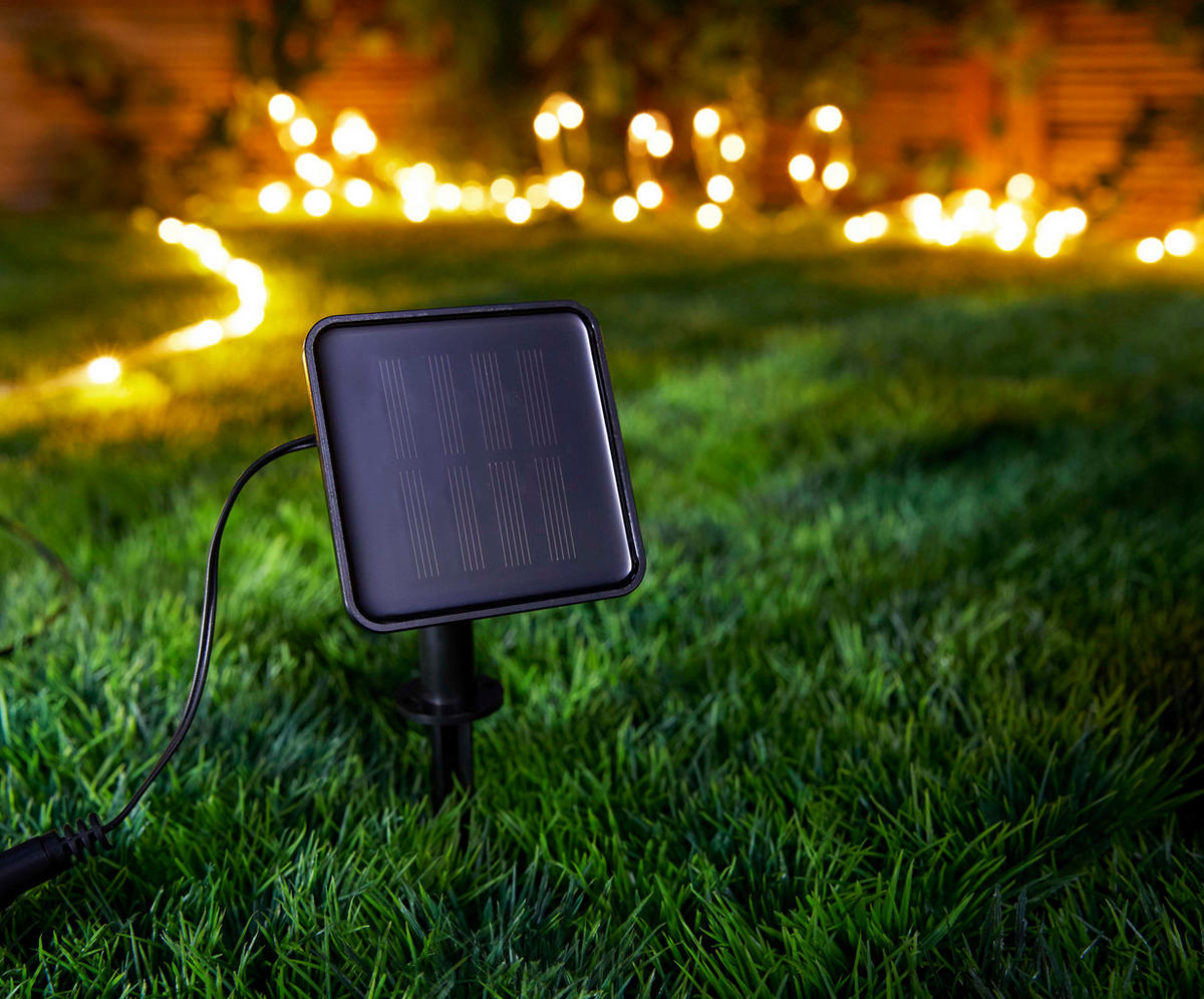LED-LICHTERSCHLAUCH - Solar mit 100 warmweißen LEDs und Dämmerungsautomatik für Terrasse und Balkon, 7,5 m - Weiß, Kunststoff (2.2cm) - Northpoint