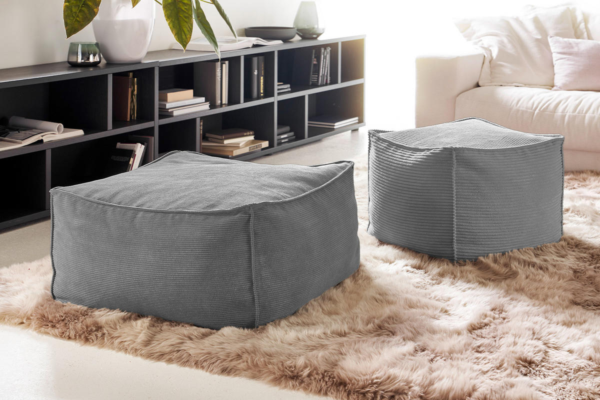 HOCKER ALEA Grau - Grau, Textil (86/38/86cm) - KAWOLA