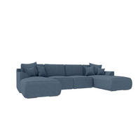 WOHNLANDSCHAFT GUSTO Strukturstoff Dunkelblau inkl. Schlaffunktion - Chromfarben/Dunkelblau, Kunststoff/Textil (306/96/194cm) - 99rooms